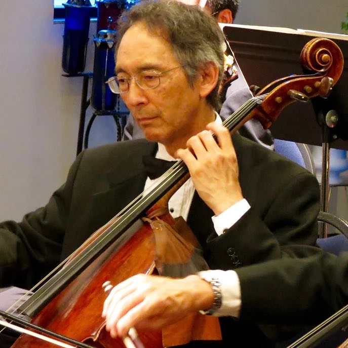 closeup of musician playing cello